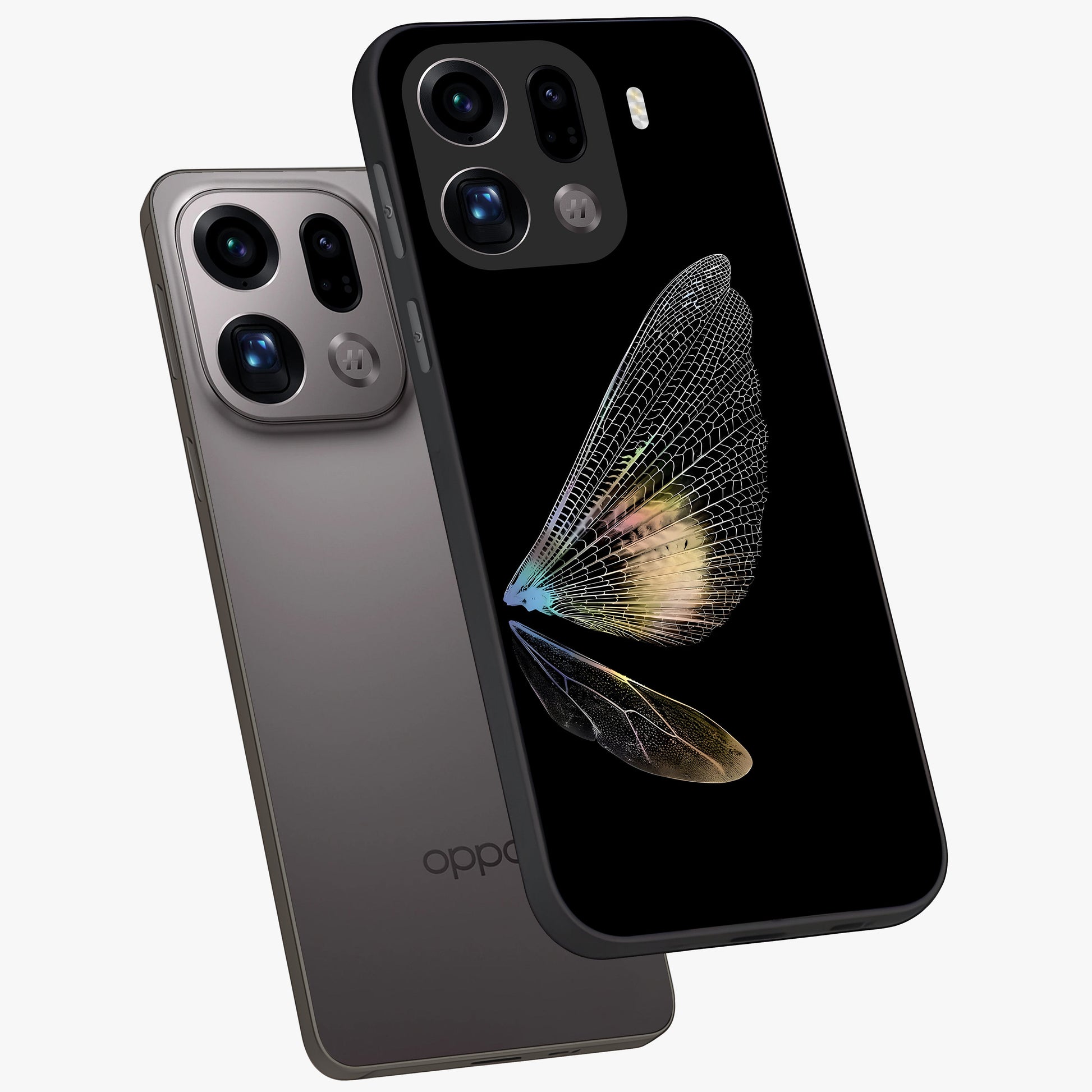 Whispers Of Wings Glass Case displayed in angled mockup highlighting soft feather design with celestial aesthetic style.