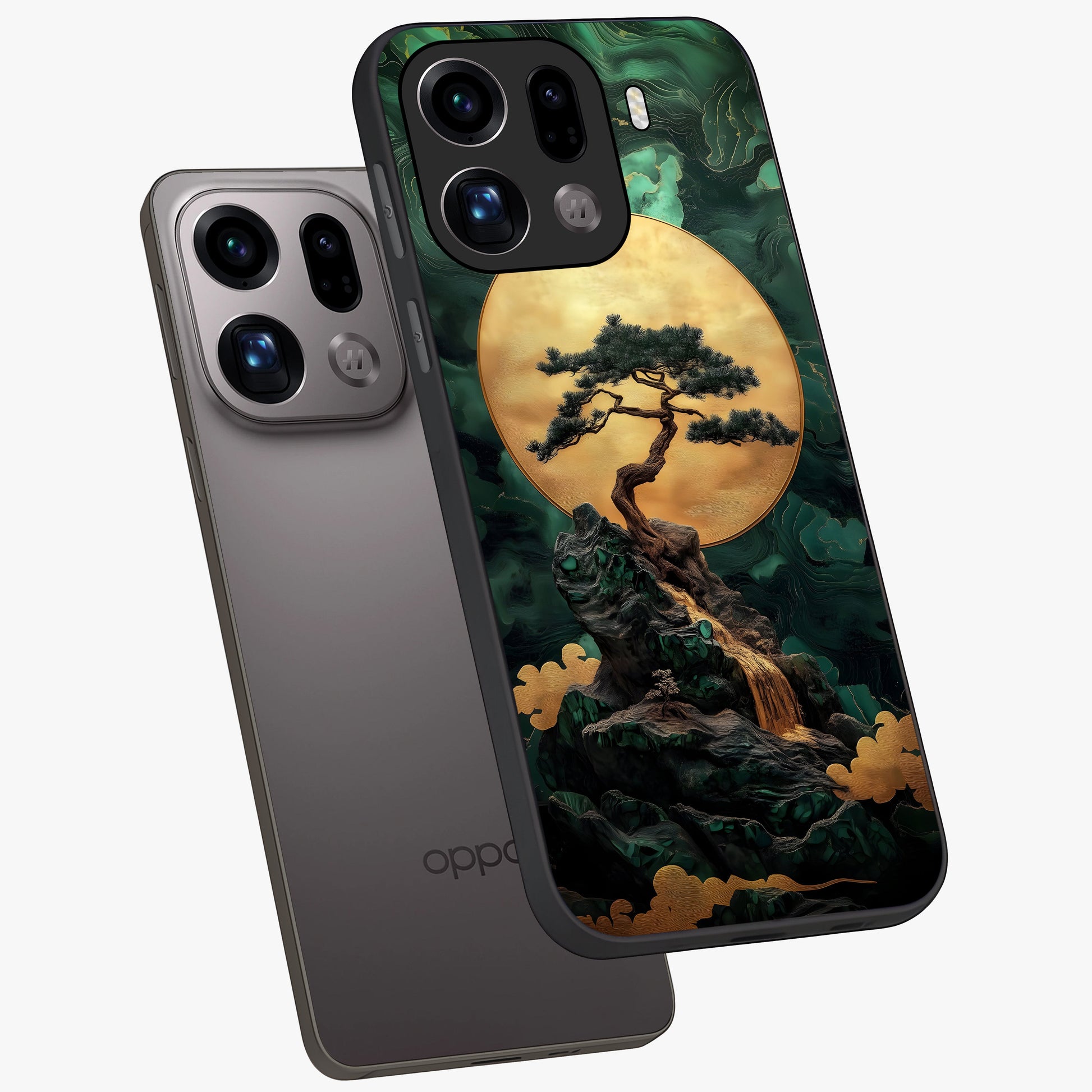 Zen Moon Rise Glass Case displayed in angled mockup highlighting peaceful lunar design with zen aesthetic style.