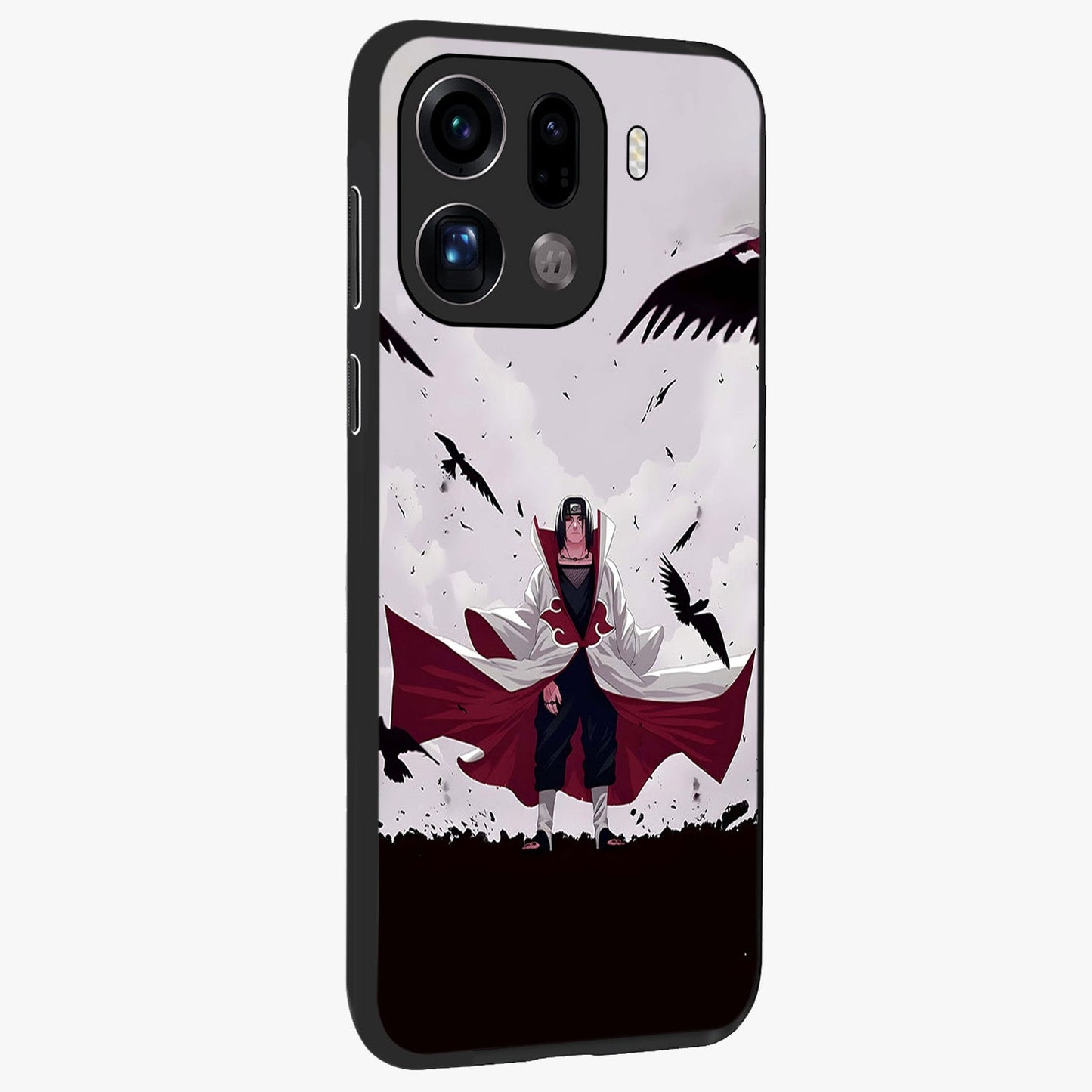 Crimson Crow Ascension Glass Case upright view showcasing dramatic crow artwork with bold gothic theme.