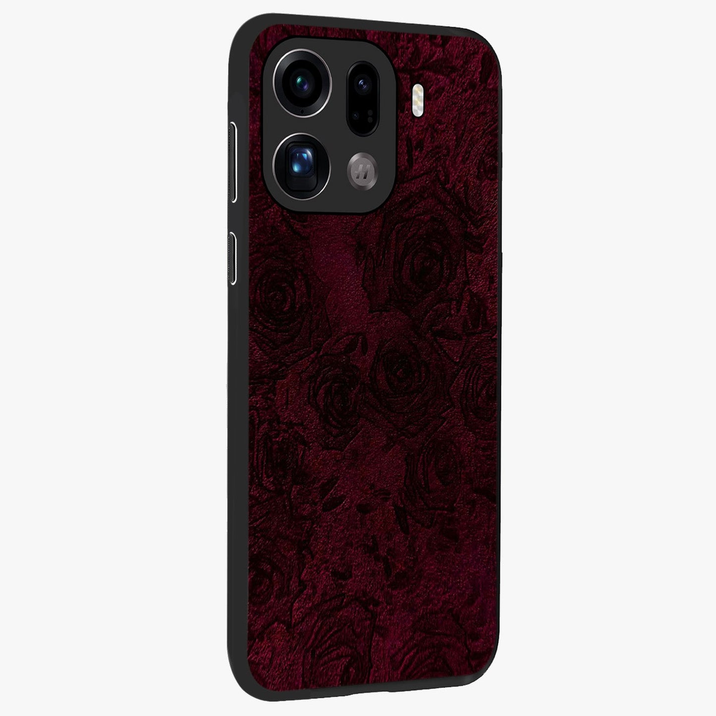 Crimson Fade Flow Glass Case upright view showcasing dynamic crimson flow artwork with stylish abstract theme.