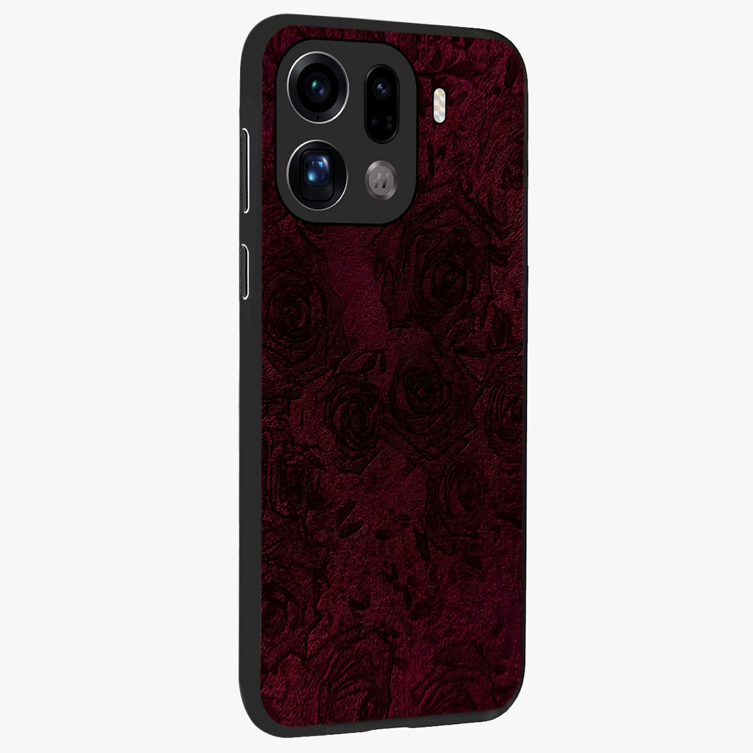 Crimson Fade Flow Glass Case upright view showcasing dynamic crimson flow artwork with stylish abstract theme.