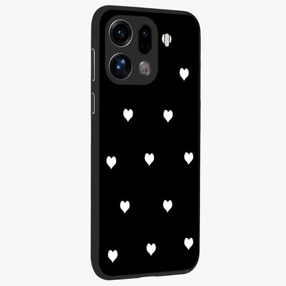 Cute And Simple White Hearts Glass Case upright view showcasing simple white hearts artwork with soft minimal theme.