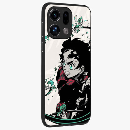 Demon Slayer Glass Case upright view showcasing powerful anime artwork with intense warrior theme.