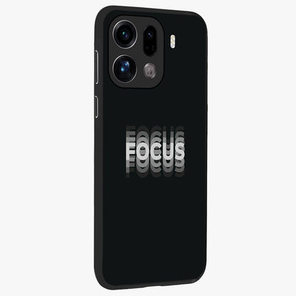 Focus Mode On Glass Case upright view showcasing strong typography statement with sleek motivational theme.