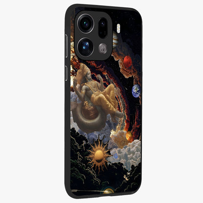 Galactic Divine God Glass Case upright view showcasing mystical divine artwork with dramatic cosmic theme.