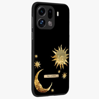 Gold Sun Blush Glass Case upright view showcasing glowing sun artwork with elegant celestial theme.