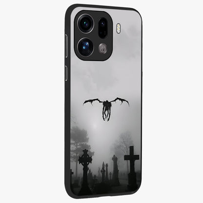 Graveyard Shadow Descent Glass Case upright view showcasing haunting graveyard artwork with dramatic dark theme.