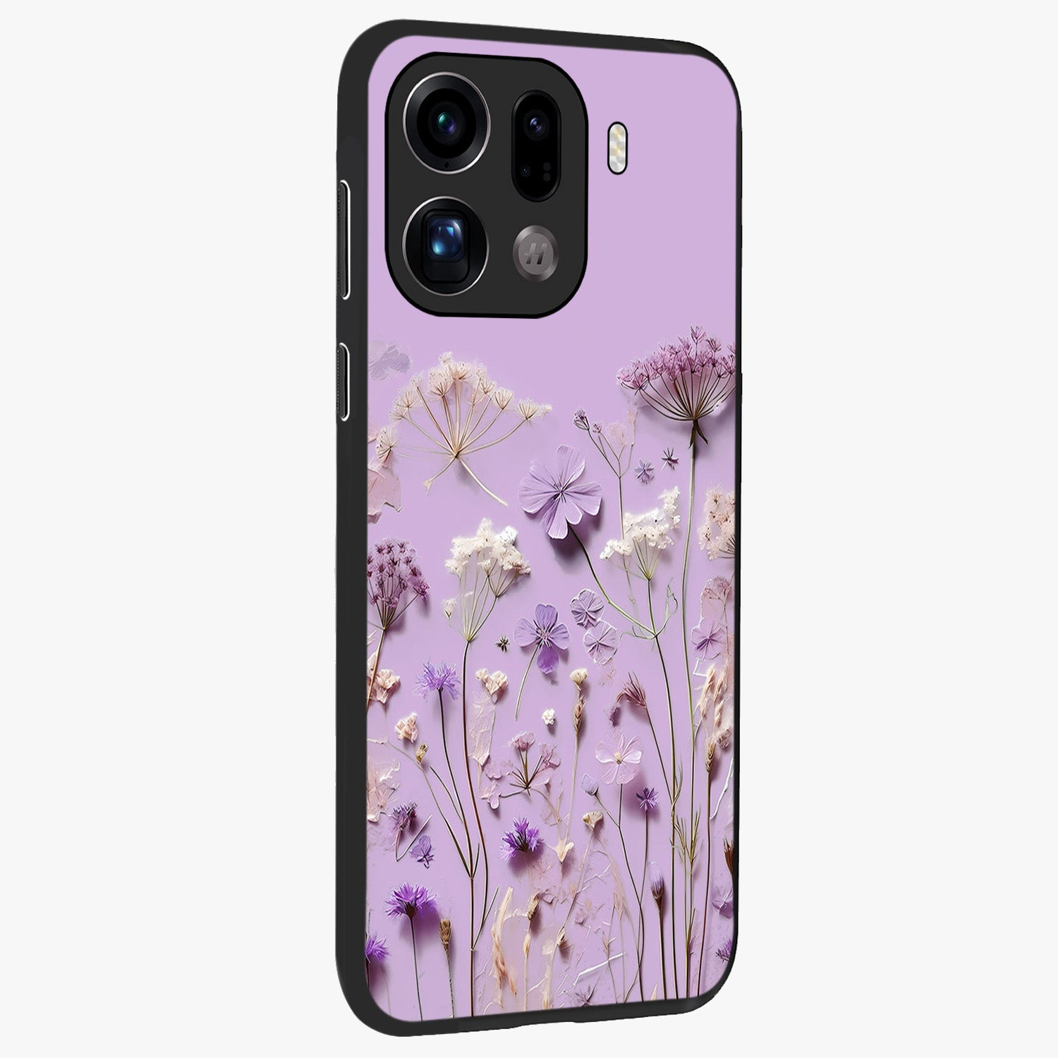 Lavender Blossom Dream Glass Case upright view showcasing delicate lavender blossom artwork with peaceful floral theme.