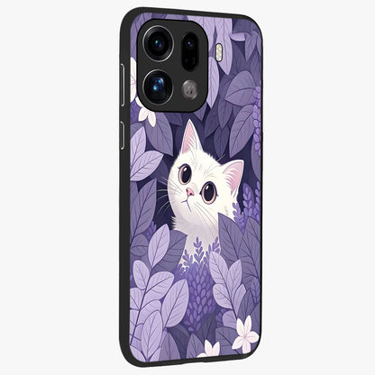 Lilac Hide Peek Cat Glass Case upright view showcasing charming cat artwork with adorable peek theme.