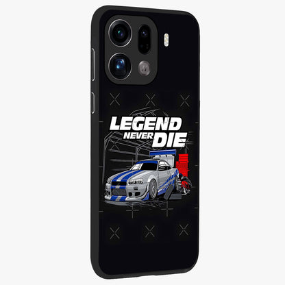 Midnight Racing Legacy Glass Case upright view showcasing powerful racing artwork with modern sports theme.