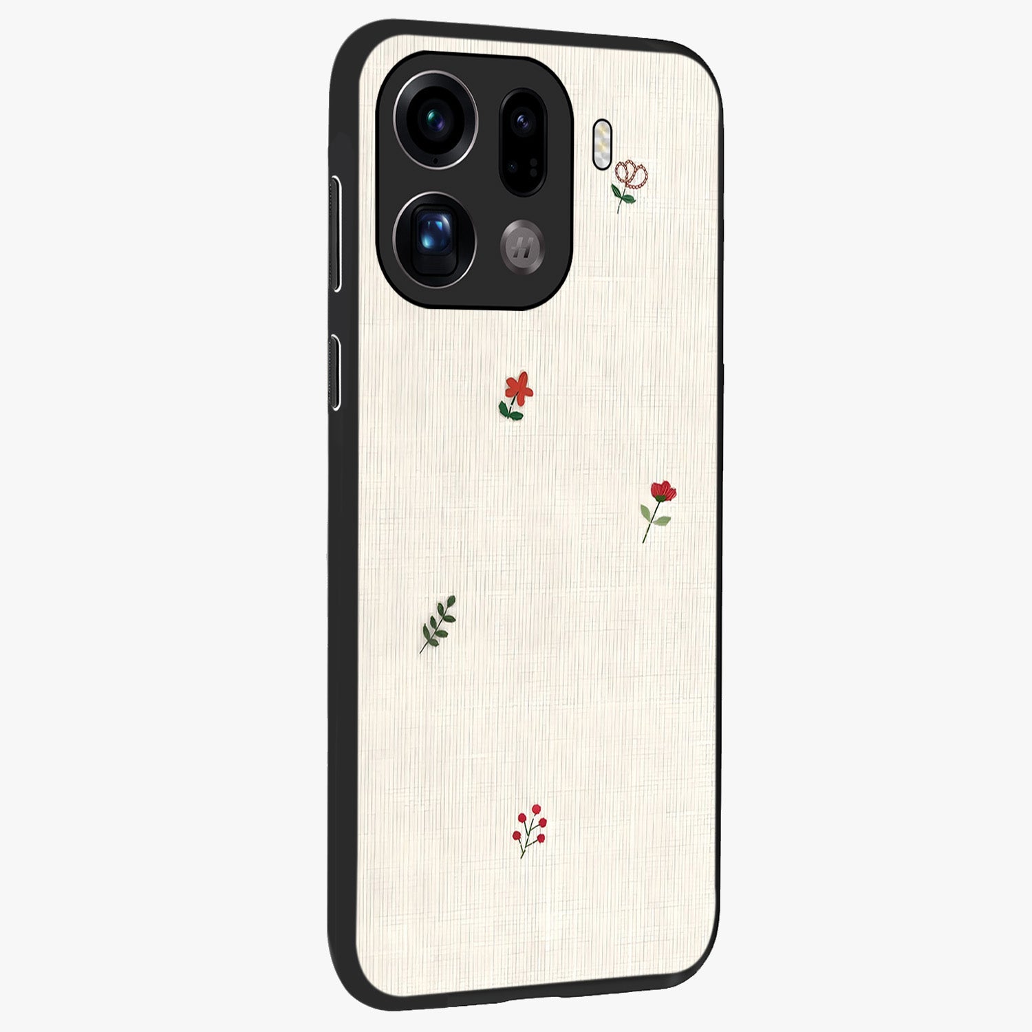 Minimalistic Blue With White Flower Pattern Glass Case upright view showcasing clean white flower artwork with calming blue theme.