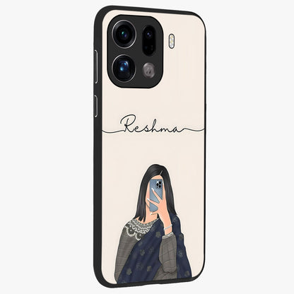 Mirror Mood Muse With Custom Name Glass Case upright view showcasing artistic mirror themed artwork with personalized aesthetic.