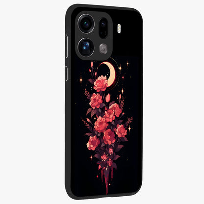 Moonlit Floral Elegance Glass Case upright view showcasing delicate floral artwork with refined night inspired theme.
