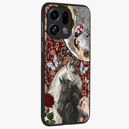 Moonlit Royal Stallion Glass Case upright view showcasing dramatic horse artwork with glowing moon themed design.
