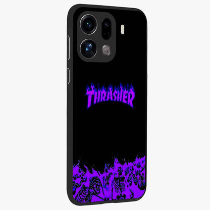 Neon Flame Riot Glass Case upright view showcasing dynamic flame artwork with energetic neon theme.