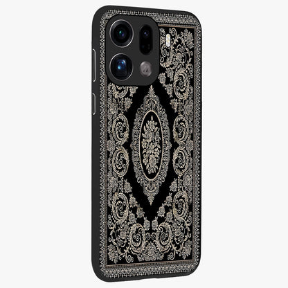Noir Bloom Elegance Glass Case upright view showcasing graceful floral artwork with luxurious dark theme.