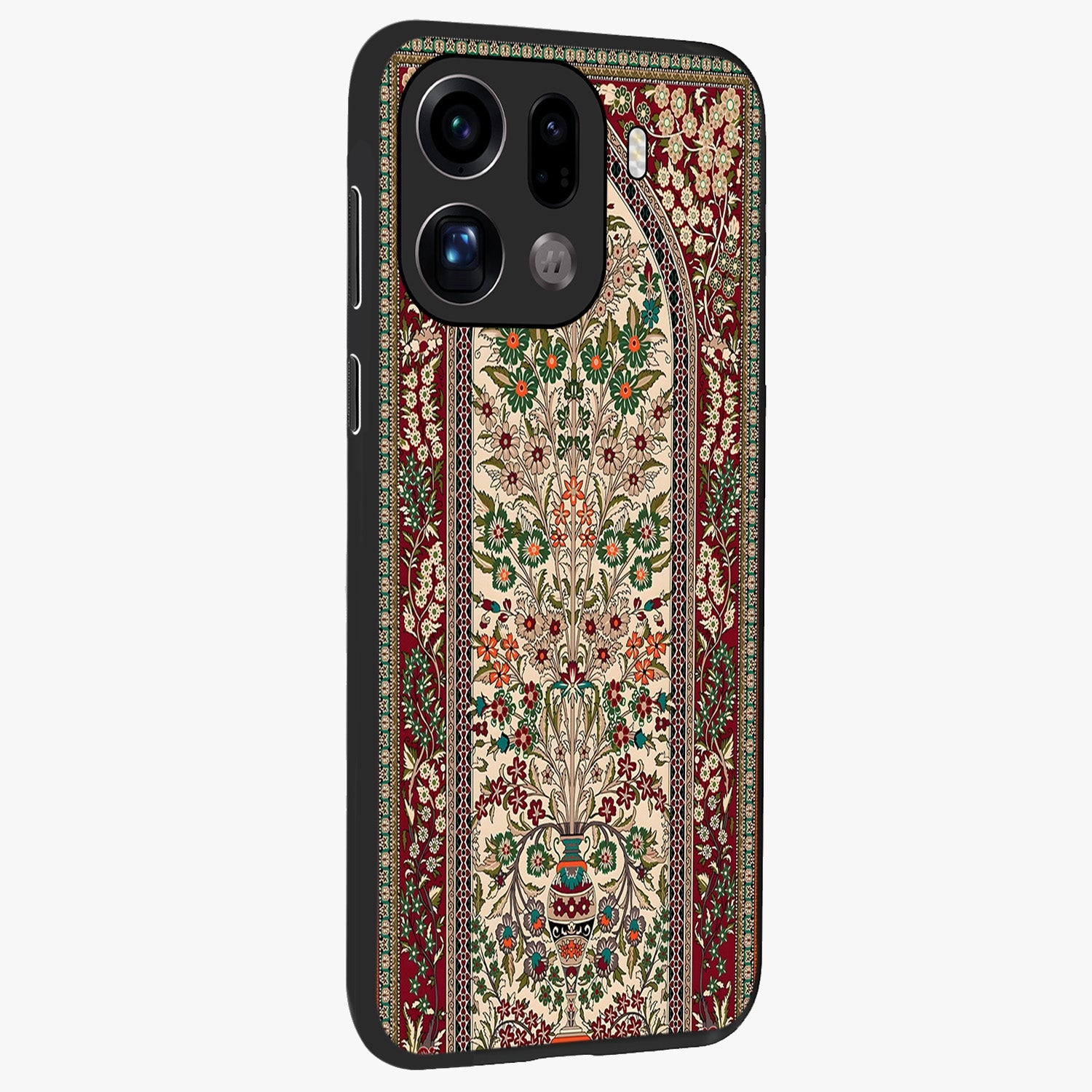 Persian Inspired Glass Case upright view showcasing decorative Persian artwork with rich heritage theme.