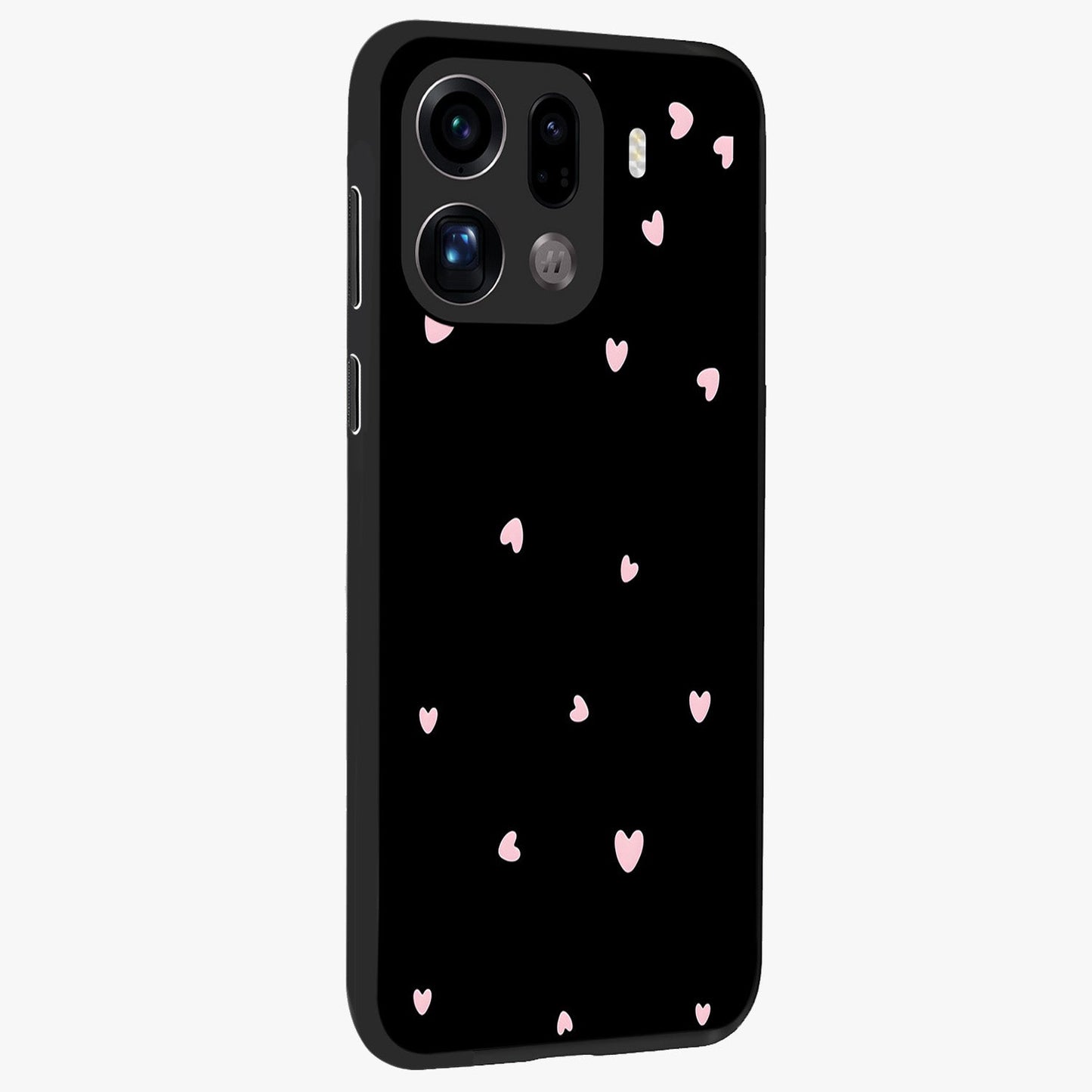 Pink Love Drops Glass Case upright view showcasing charming heart drop artwork with romantic playful theme.