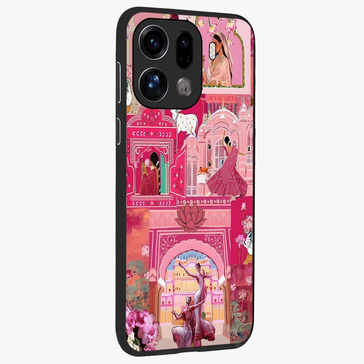 Pink Palace Muse Glass Case upright view showcasing artistic palace artwork with graceful royal theme.