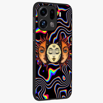 Psychedelic Sun Glass Case upright view showcasing trippy sun artwork with bold psychedelic theme.