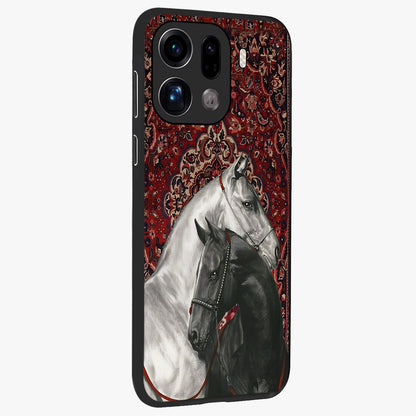 Regal Stallion Tapestry Glass Case upright view showcasing powerful horse artwork with elegant tapestry theme.