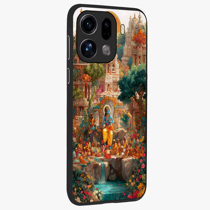 Sacred Sunlight Gods Glass Case upright view showcasing glowing divine artwork with sacred mythological theme.