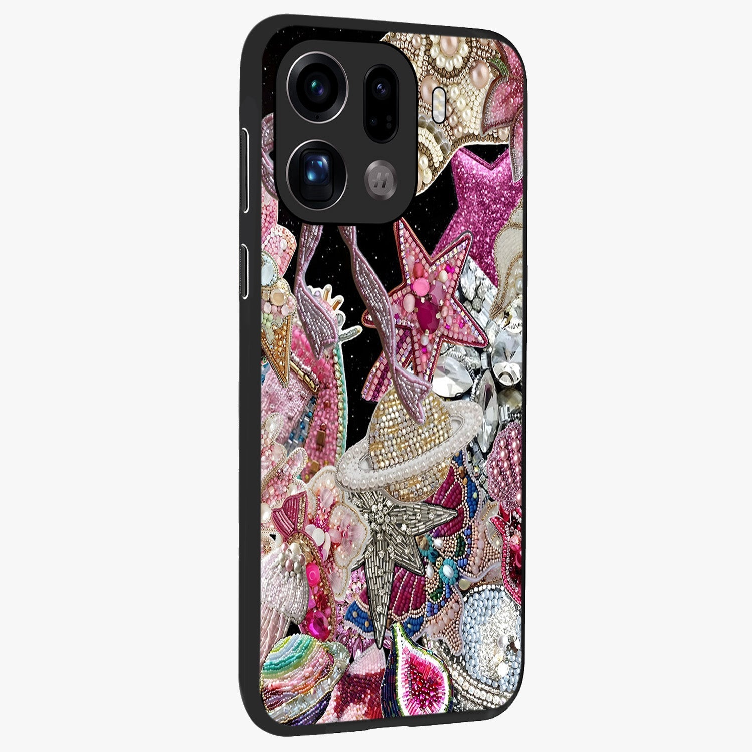 Starlit Jewel Dream Glass Case upright view showcasing radiant star inspired artwork with magical night theme.