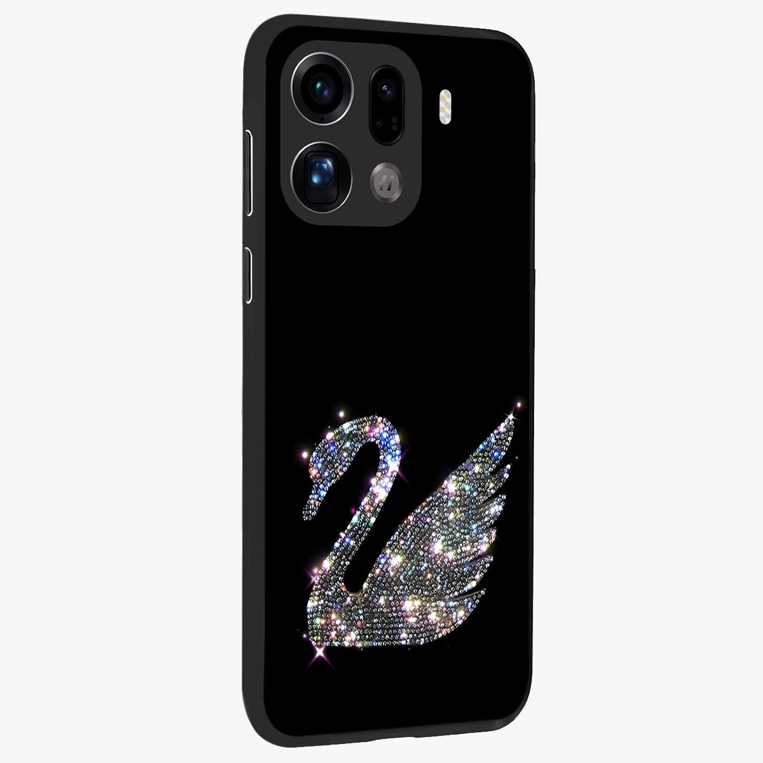 Starlit Swan Grace Glass Case upright view showcasing beautiful swan artwork with peaceful night themed design.