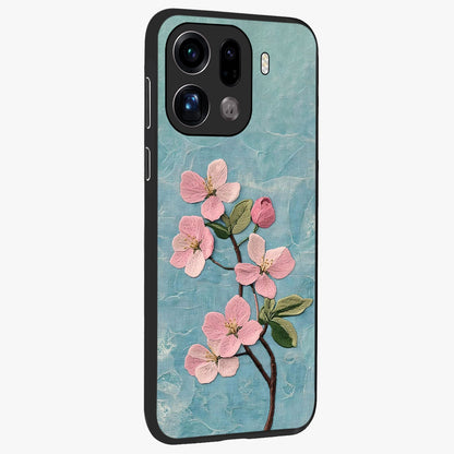 Threaded Blossom Breeze Glass Case upright view showcasing graceful flower artwork with calm botanical theme.