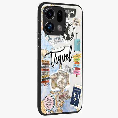 Wanderlust Journal Glass Case upright view showcasing wanderlust inspired artwork with creative exploration theme.