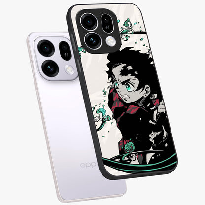 Demon Slayer Glass Case displayed in angled mockup highlighting dramatic anime character design with action aesthetic.