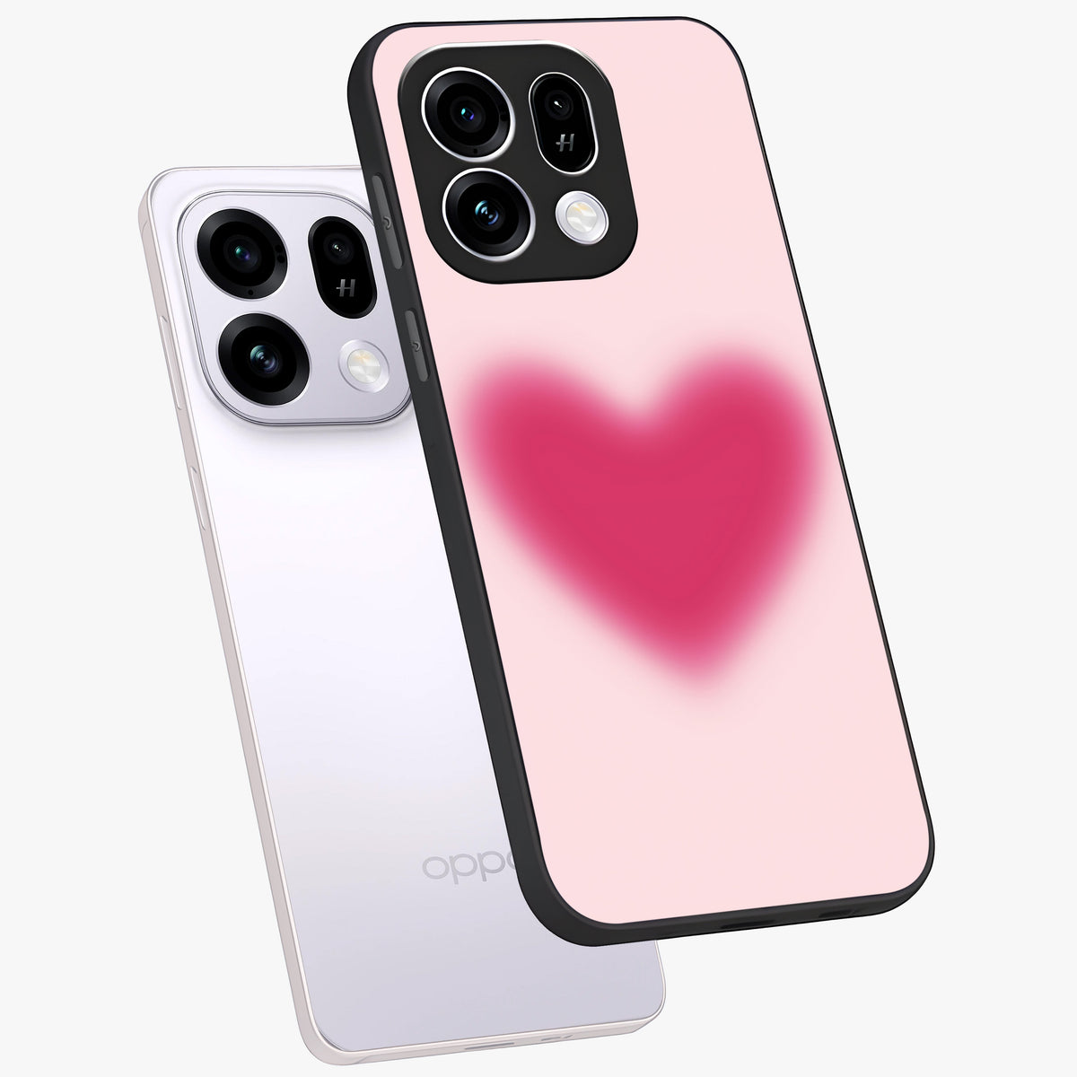 Pink Aura Heart Glass Case displayed in angled mockup highlighting vibrant pink heart design with dreamy aura aesthetic.
