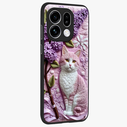 Lavender Cat Whimsy Glass Case upright view showcasing charming cat artwork with whimsical lavender theme.