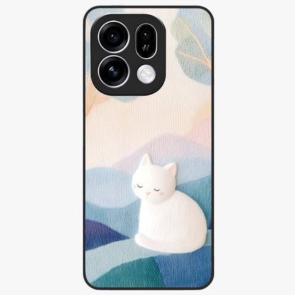 Cotton Dream Cat Glass Case showing flat back view with soft dreamy cat artwork and glossy glass finish.