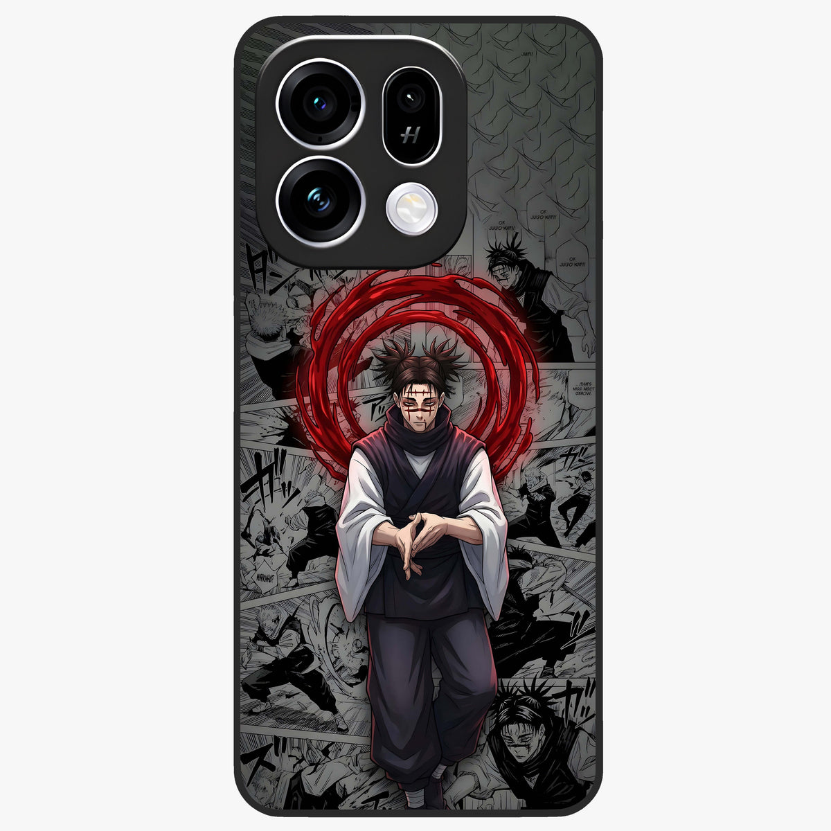 Cursed Ritual Ascension Glass Case showing flat back view with dark ritual themed artwork and glossy glass finish.