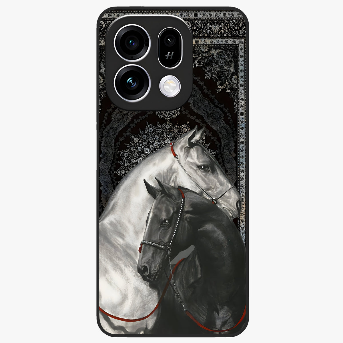 Majestic Ride Legacy Glass Case showing flat back view with powerful automotive inspired artwork and glossy glass finish.