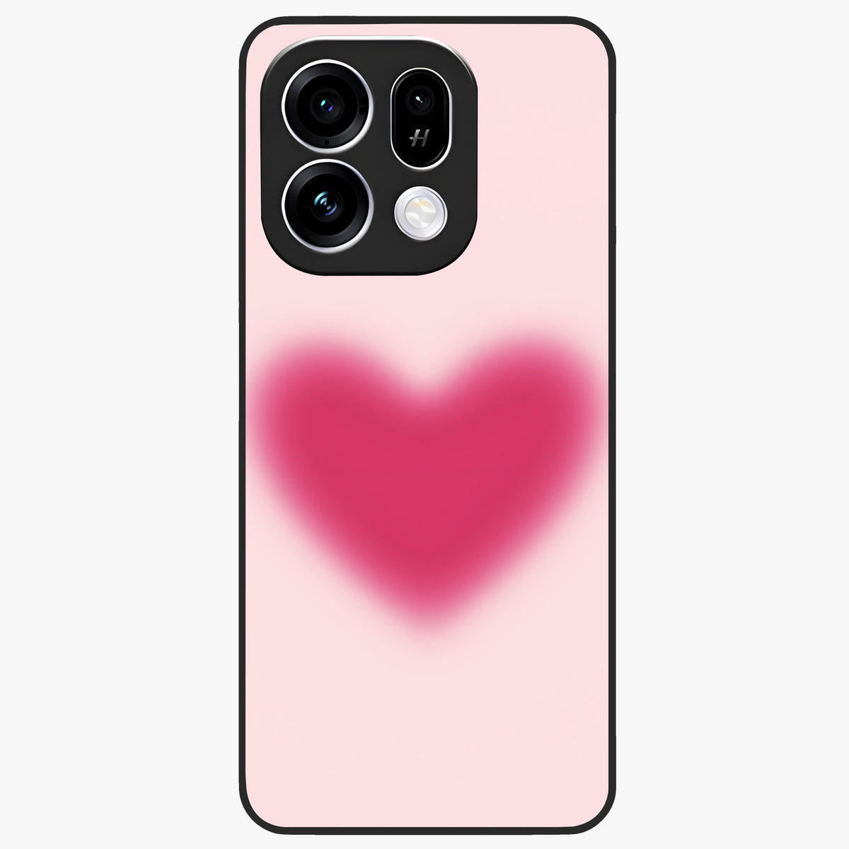 Pink Aura Heart Glass Case showing flat back view with glowing heart artwork and glossy glass finish.