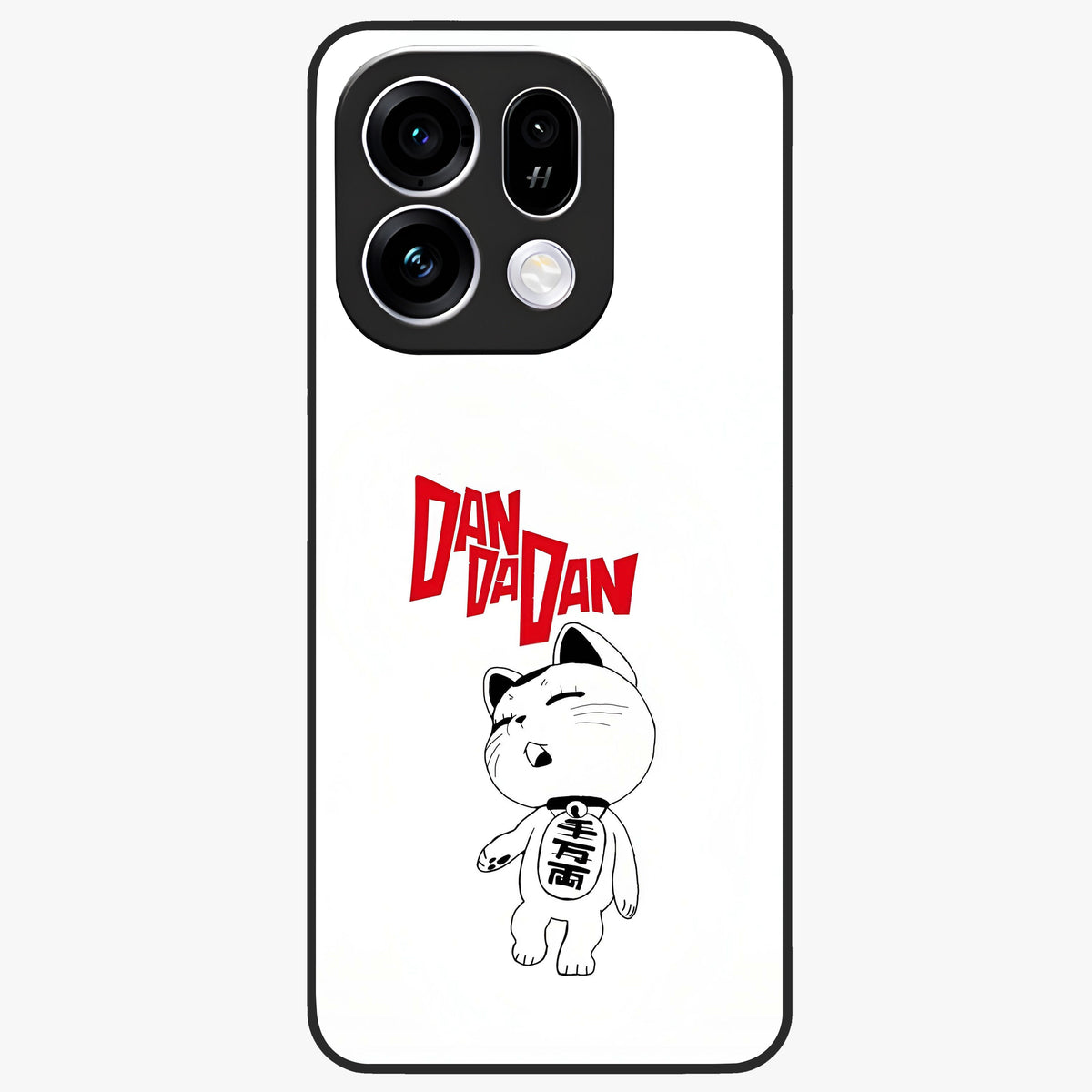 Playful Spirit Charm Glass Case showing flat back view with cheerful charm themed artwork and glossy glass finish.