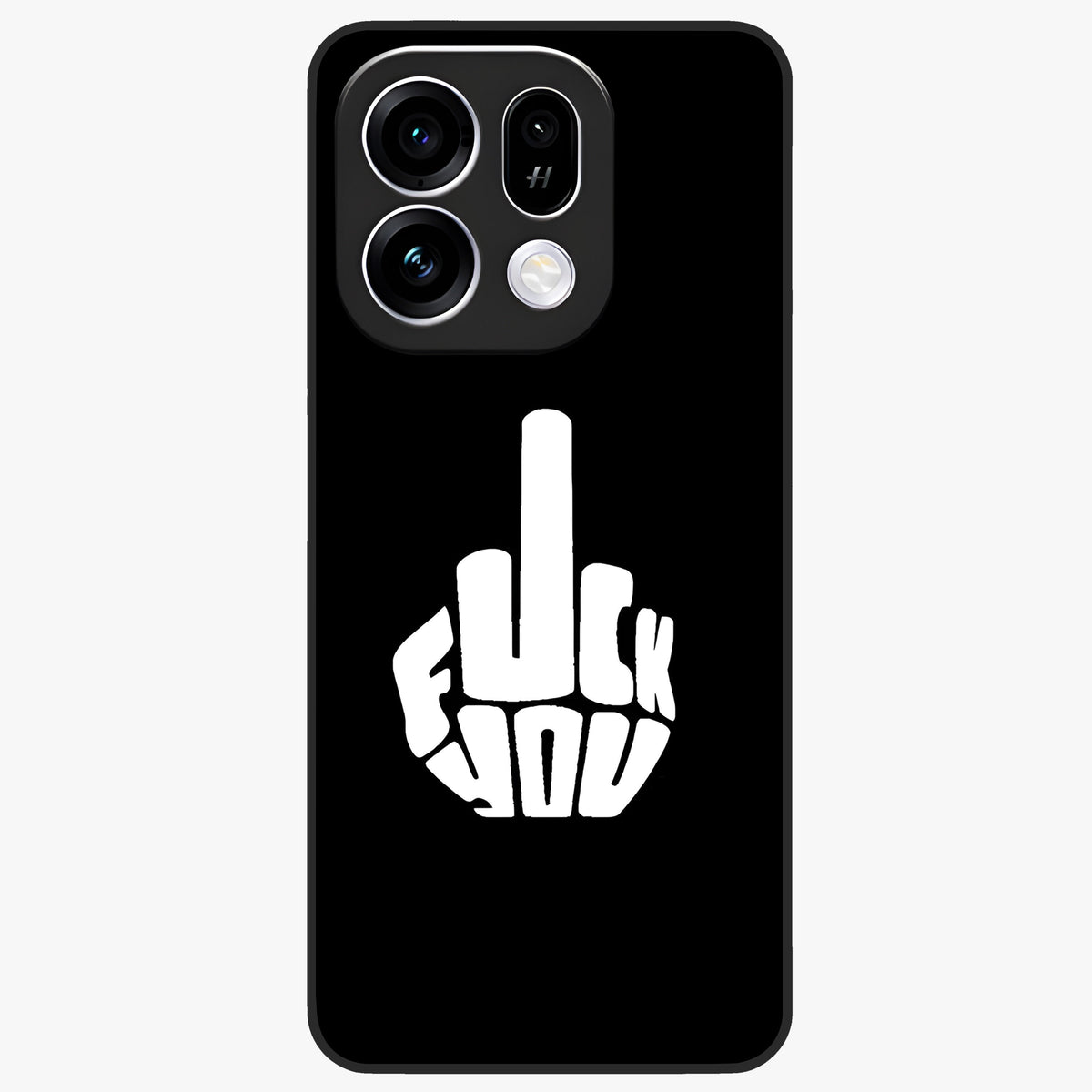 Rebel Mode On Glass Case showing flat back view with bold rebellious typography artwork and glossy glass finish.