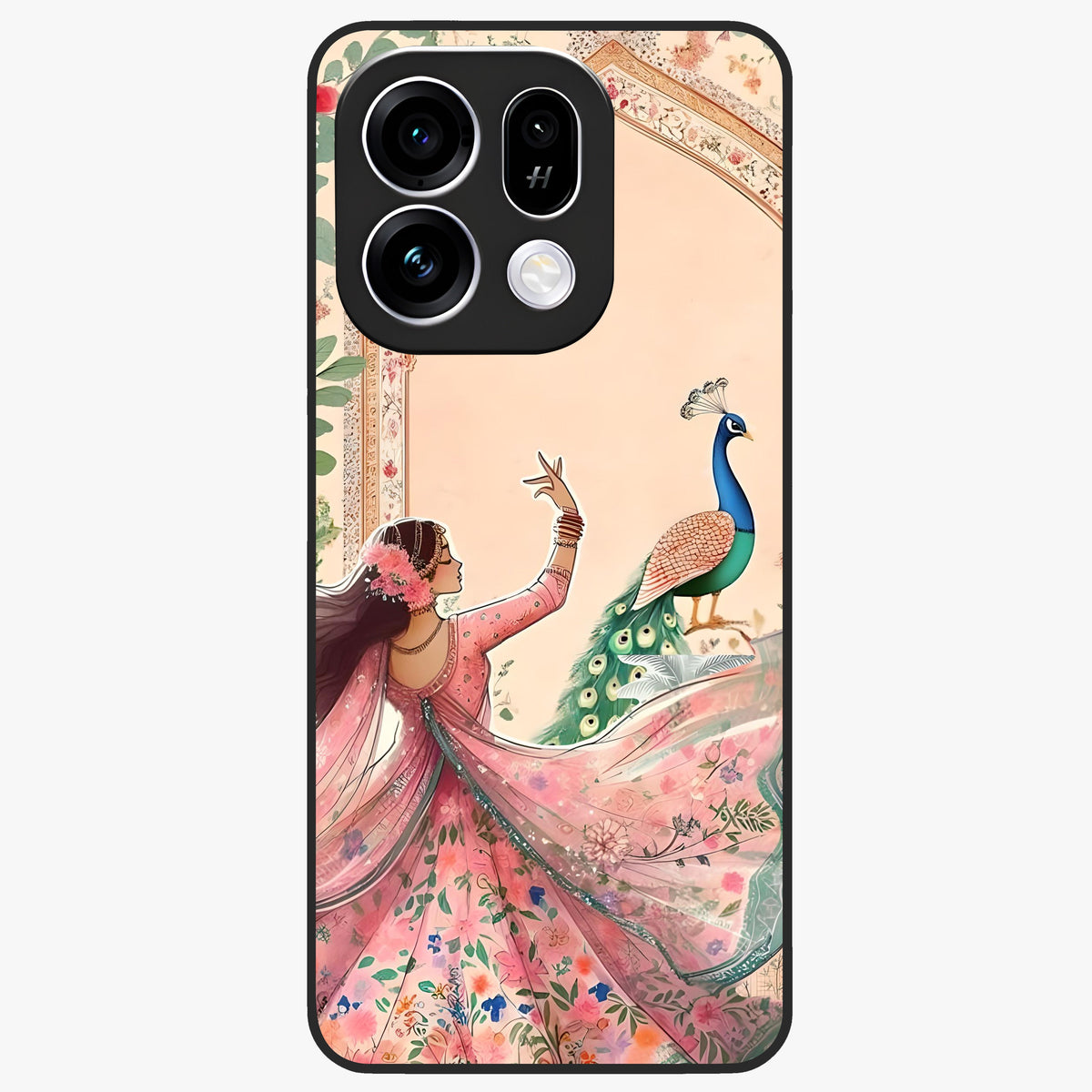 Royal Grace Muse Glass Case showing flat back view with elegant artistic artwork and glossy glass finish.