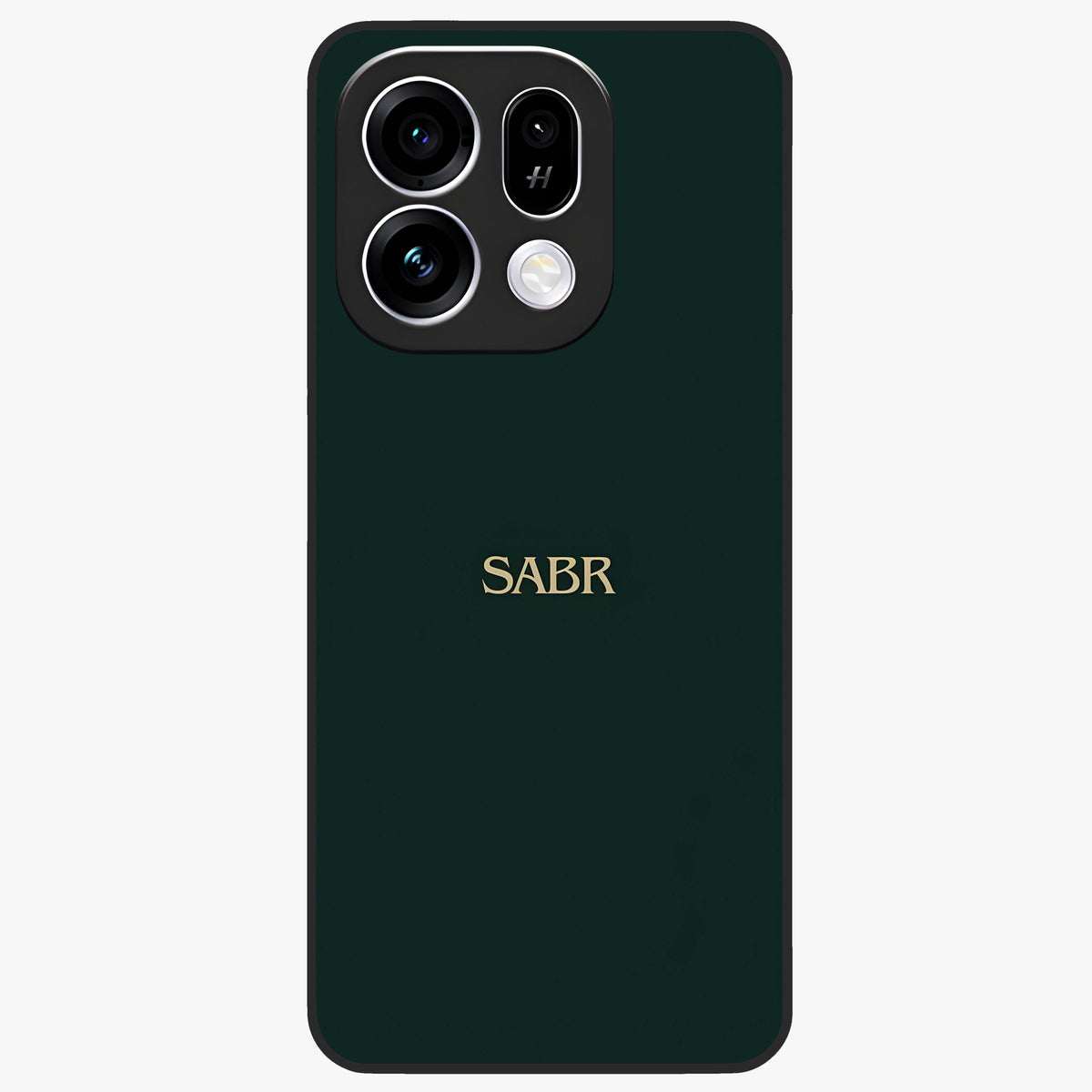 Sabr Minimal Patience Glass Case showing flat back view with minimalist typography artwork and glossy glass finish.