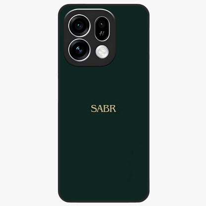 Sabr Minimal Patience Glass Case showing flat back view with minimalist typography artwork and glossy glass finish.
