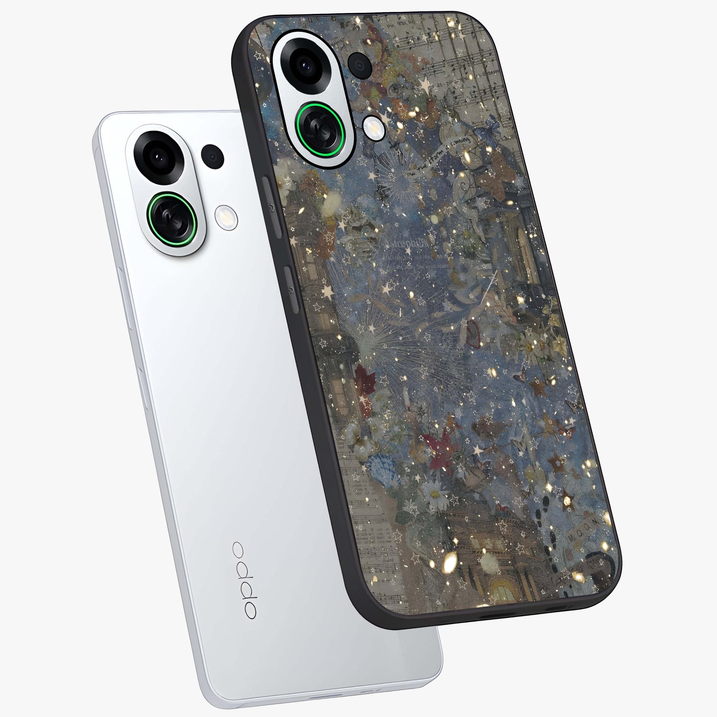 Aesthetic Astrolophia Glass Case displayed in angled mockup highlighting artistic aesthetic elements and smooth glass surface.