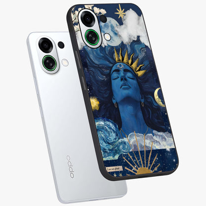 Aesthetic Lord Shiva Glass Case displayed in angled mockup highlighting spiritual Shiva illustration and sacred aesthetic design.