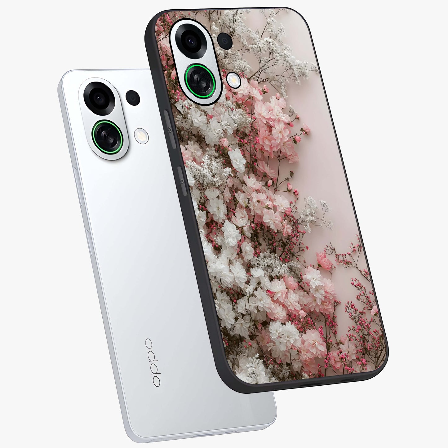 Blush Blossom Cloud Glass Case displayed in angled mockup highlighting soft cloud and blossom design with pastel aesthetic.