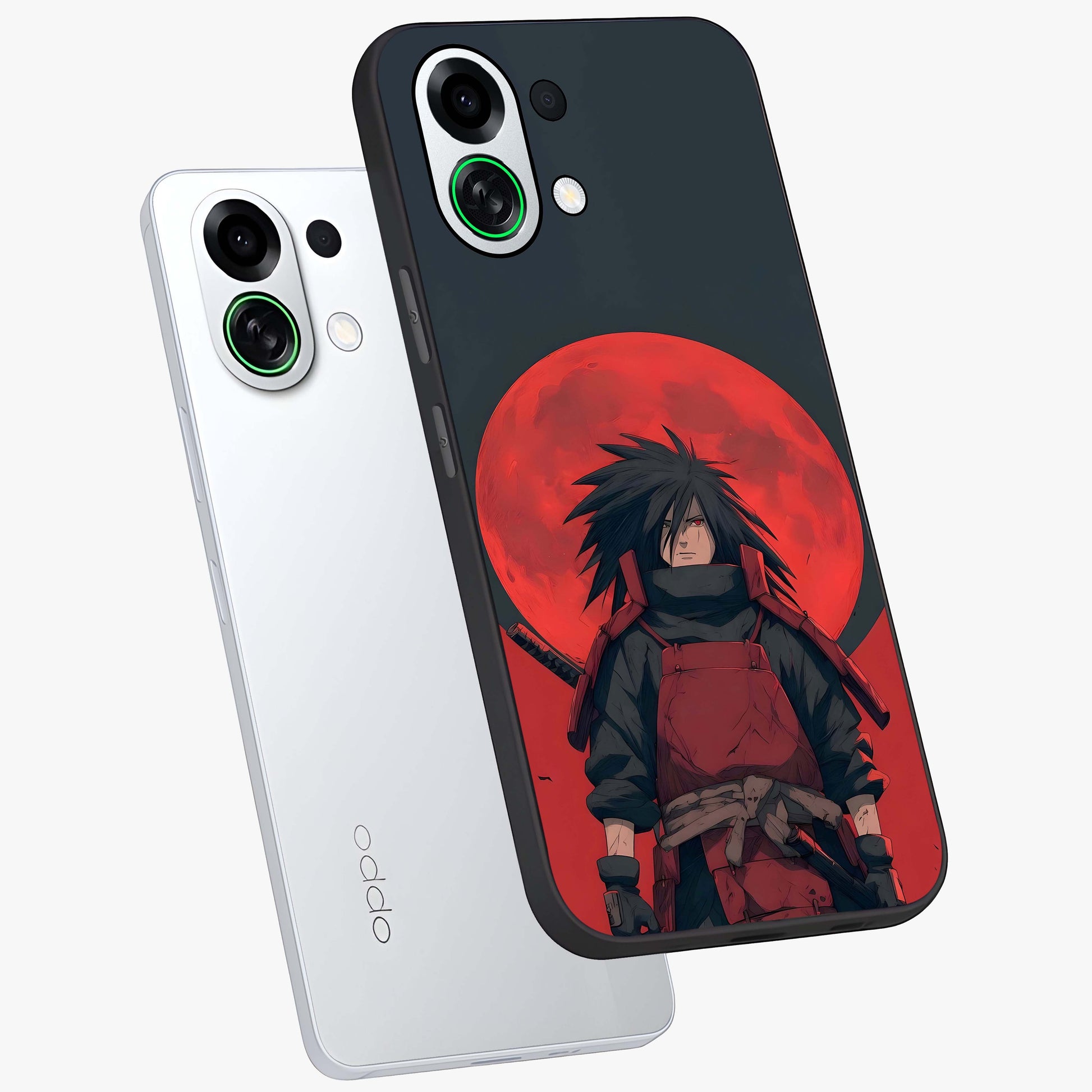 Crimson Moon Warlord Glass Case displayed in angled mockup highlighting dramatic crimson moon design with fantasy aesthetic.