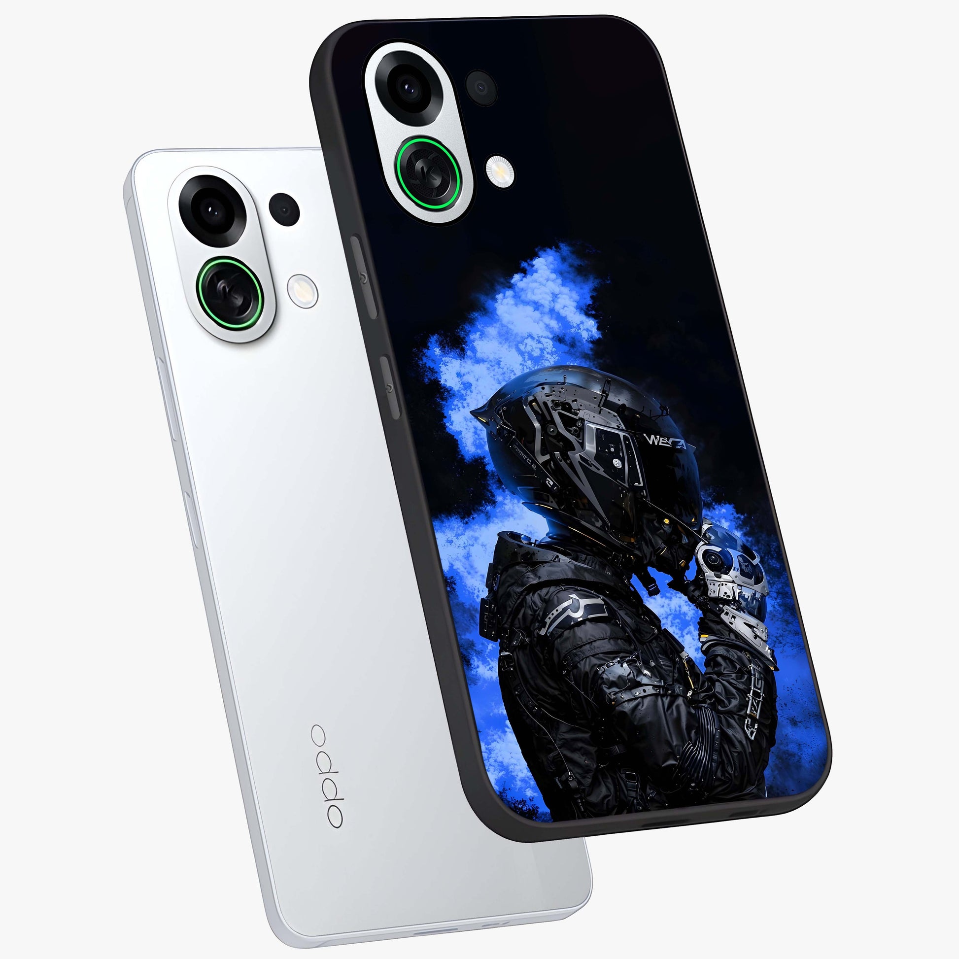Cyber Sentinel Protocol Glass Case displayed in angled mockup highlighting digital cyber design with sci-fi aesthetic style.