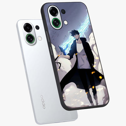 Dark Lightning Anime Warrior Glass Case displayed in angled mockup highlighting powerful lightning themed anime illustration.