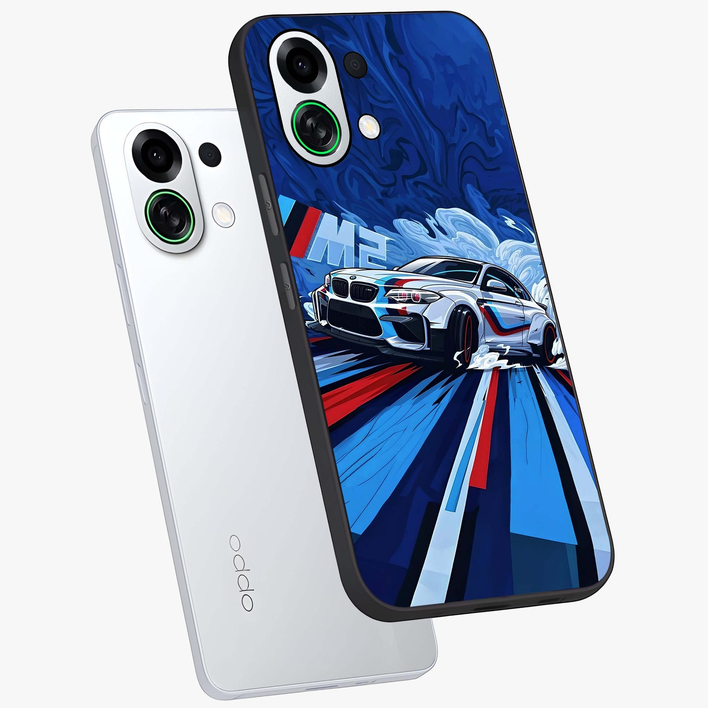 Drift Power Rush Glass Case displayed in angled mockup highlighting powerful drift car design with sporty aesthetic style.