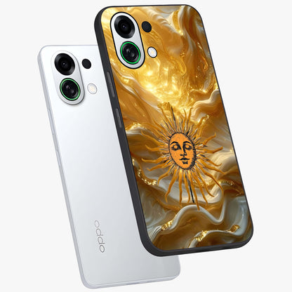 Eternal Golden Glow Glass Case displayed in angled mockup highlighting glowing golden aesthetic design with elegant style.